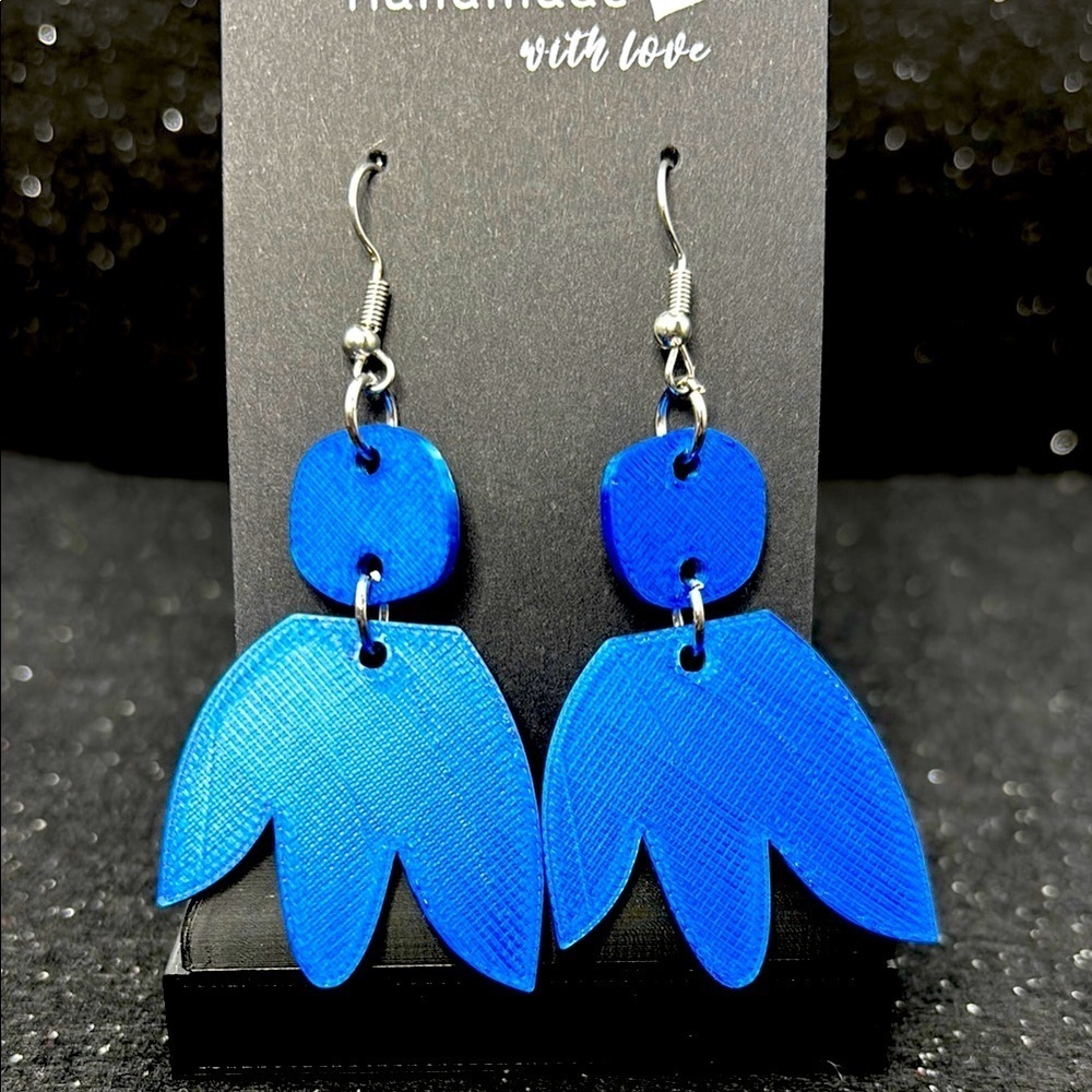 Blue Geometric Dangle Earrings